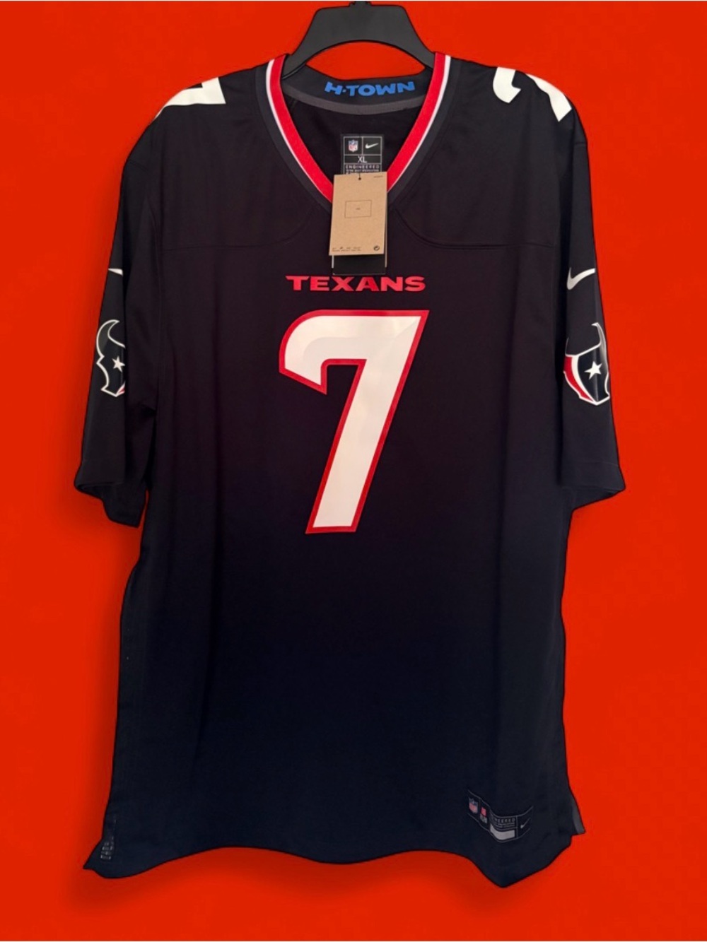 Nike Men’s Texans #7 Blue Jersey with White & Red Accents